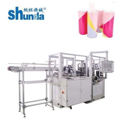 Macchina automatica per la fabbricazione di contenitori di tubi di carta con sistema di riscaldamento ad ultrasuoni e aria calda