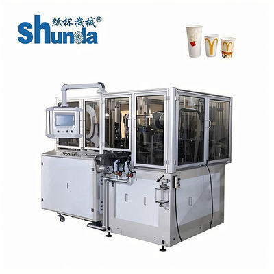 Macchina automatica per bicchieri di carta da tè e caffè da 50 ml con tavolo in acciaio metallico da 120-140 pezzi / minuto